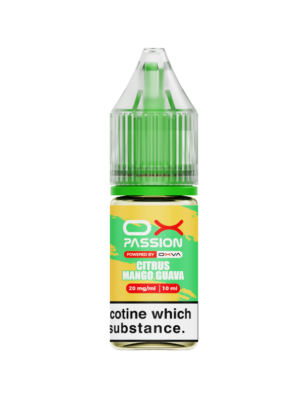 Citrus Mango Guava OX Passion Nic Salt E-Liquid by OXVA - 10ml bottle on white background