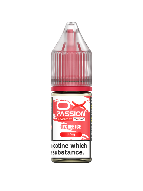 Lychee Ice OX Passion Nic Salt E-Liquid by OXVA - 10ml bottle with white background