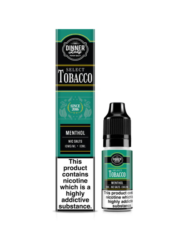 Dinner Lady Select Tobacco menthol nicotine product packaging on a white background