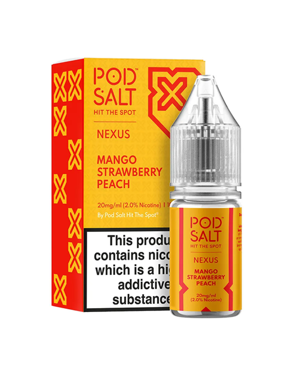Mango Strawberry Peach Nexus Pod Salt Nic Salt Eliquid 10ml NYKecigs.com The Gourmet Vapor Shop
