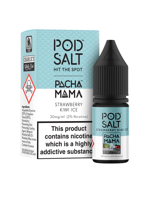 Pod Salt Pacha Mama Strawberry Kiwi Ice Nic Salt E Liquid 10ml