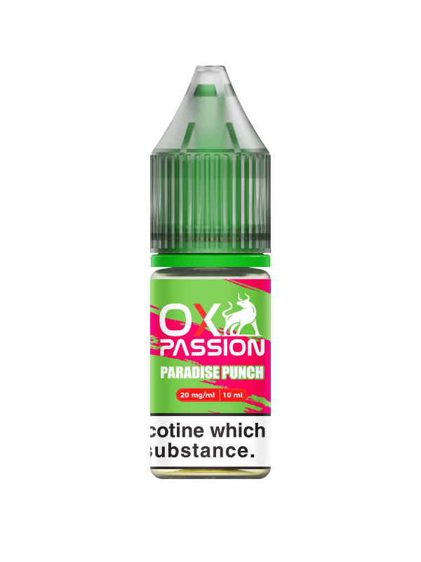Paradise Punch OX Passion Nic Salt E-Liquid by OXVA - 10ml bottle on a white background