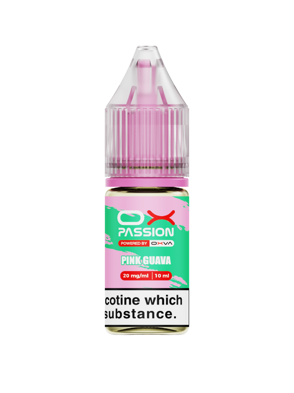 Pink Guava e-liquid bottle with 'OX Passion' branding on a white background