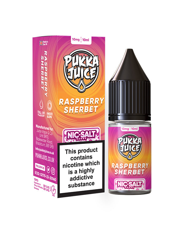 Pukka Juice Nic Salt Eliquids Raspberry Sherbet NYKecigs