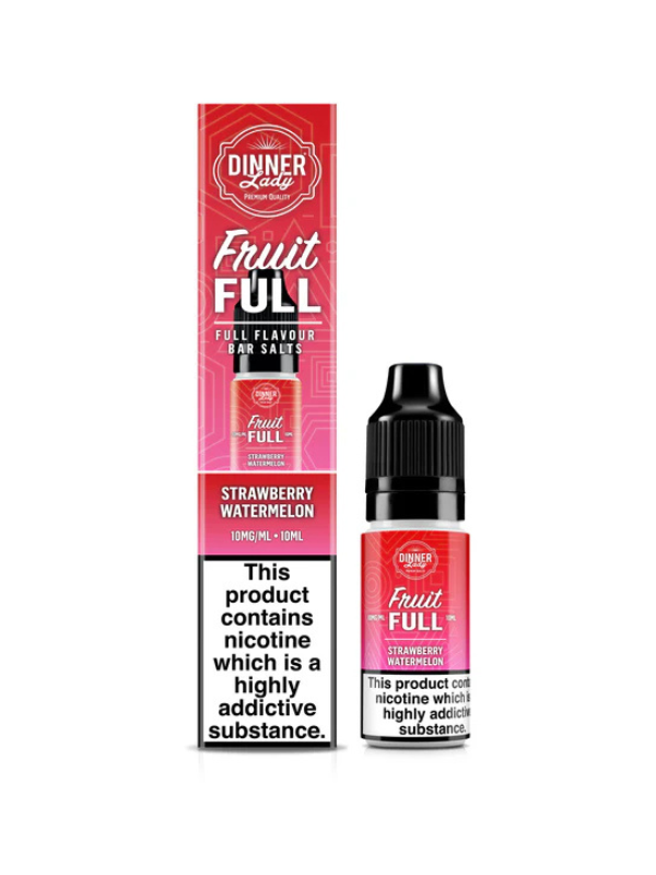 STRAWBERRY WATERMELON BAR SALTS DINNER LADY FRUIT FULL 10ML E-LIQUID with white background