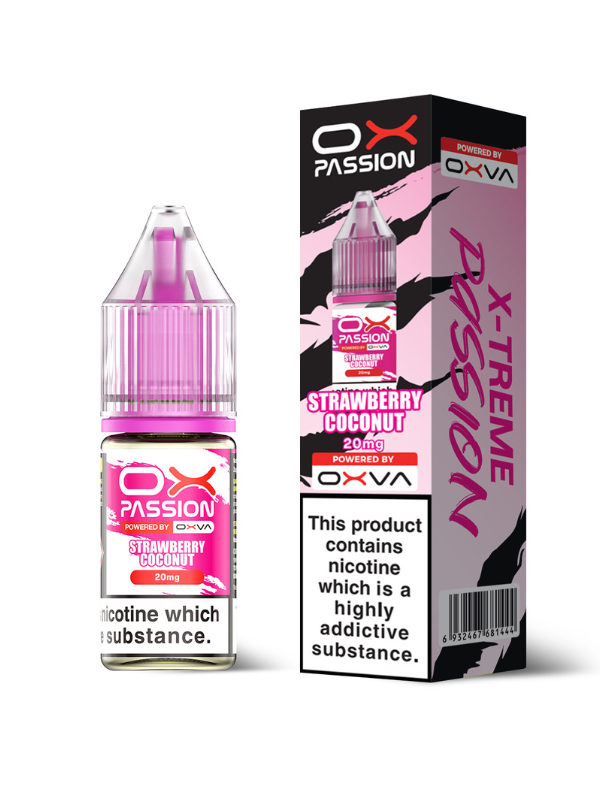 Strawberry Coconut OX Passion Nic Salt E-Liquid by OXVA - 10ml BOTTLE AND box