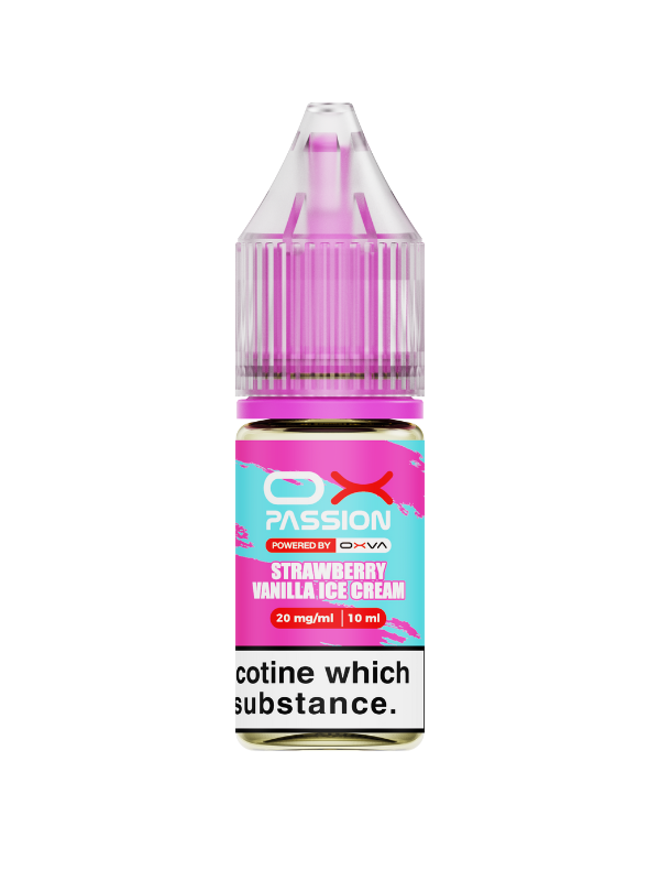 Strawberry Vanilla Ice Cream OX Passion Nic Salt E-Liquid by OXVA - 10ml bottle with pink cap