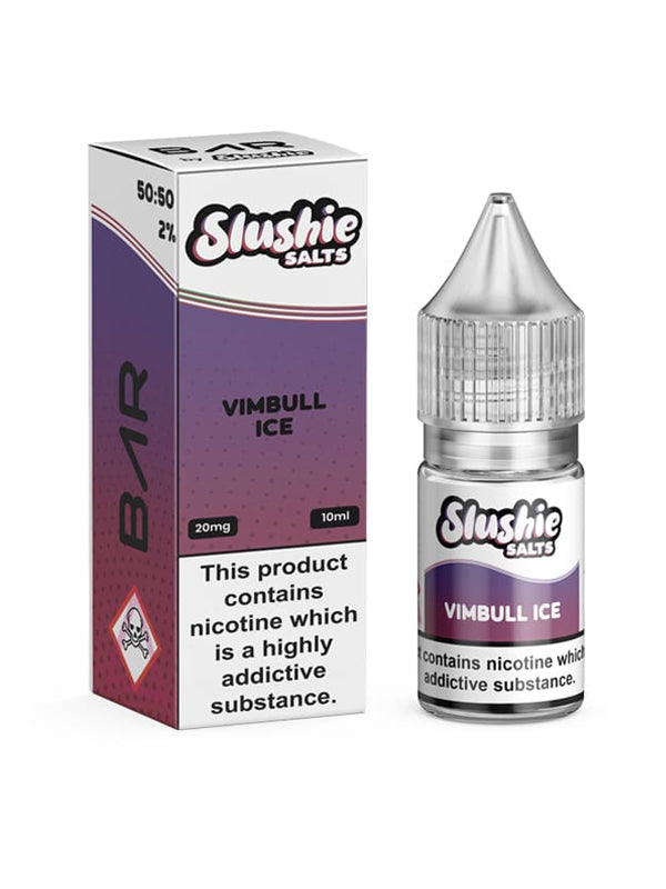 Vimbull Ice by Slushie Bar Salts is a unique blend of rich dark berries   alongside a fizzy energy drink, all layered over a cool exhale. VIMBULL NYKecigs The Gourmet Vapor Shop