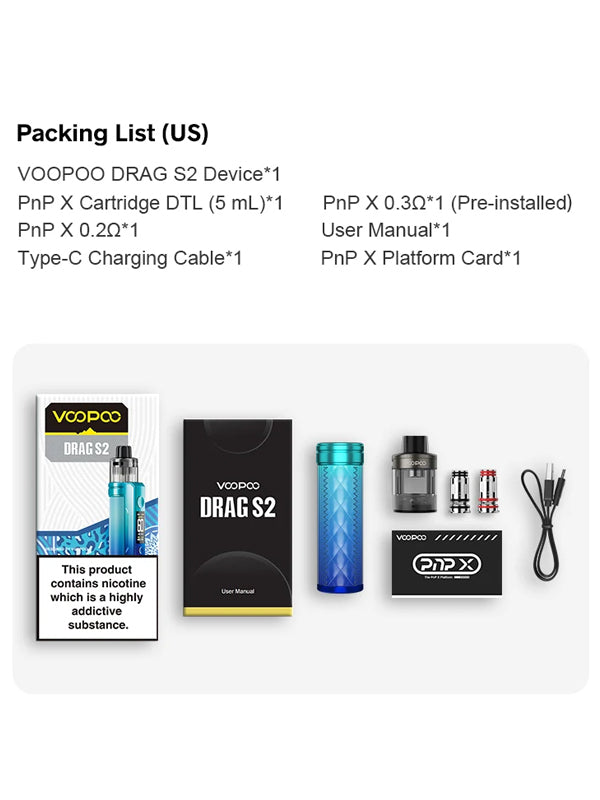 What's in the Box Voopoo Drag S2 Pod Kit