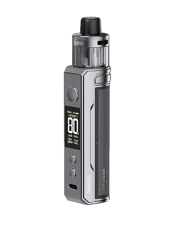 Stylish Grey Metal Voopoo Drag X2 Kit available at NYKecigs.com
