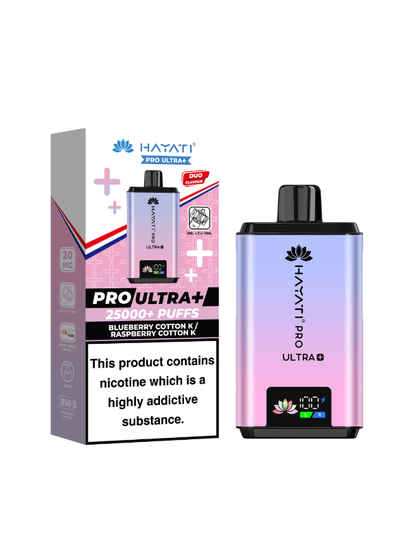 blueberry conn candy / raspberry cotton candy duo flavour hayati pro ultra plus 25000 puffs prefilled pod kit