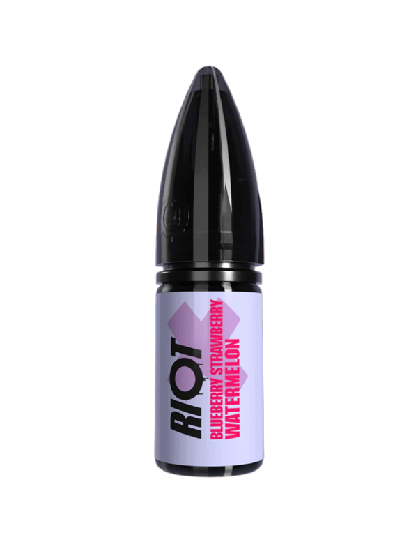 RIOT X - BLUEBERRY STRAWBERRY WATERMELON 10ml nic salt eliquid on white background