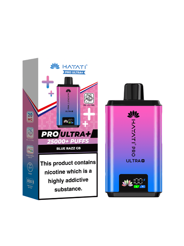 blue razz gb flavour hayati pro ultra plus 25000 puffs prefilled pod kit