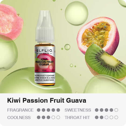 Elfliq Kiwi Passionfruit Guava Nic Salt E-Liquid 10ml