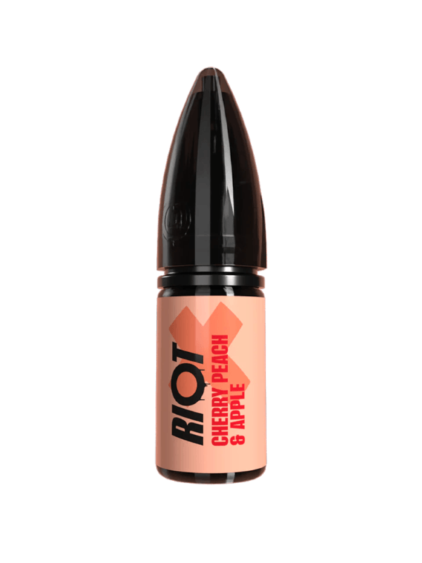 Cherry Peach Apple Riot Nic Salt E-Liquid ON WHITE BACKGROUND