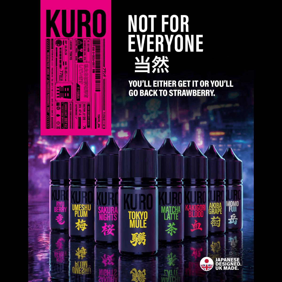 The KURO Riot Rangle 8 Black bottles on a black background mobile version