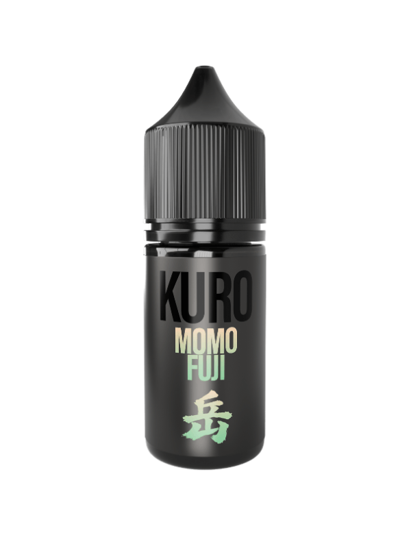 a single black 10ml bottle Momo Fuji KURO Riot Nic Salt E-Liquid in a single white background
