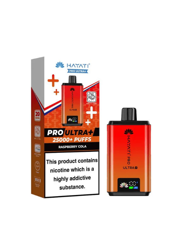 raspberry cola flavour hayati pro ultra plus 25000 puffs prefilled pod kit