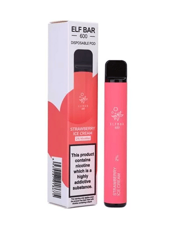 Elf Bar Strawberry Ice Cream Disposable Vape 600 Puffs NYKecigs.com The Gourmet Vapor Shop