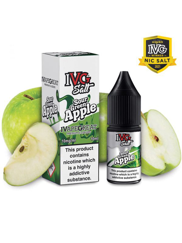 IVG Sour Green Apple Nic Salt E Liquid 10ml NYKecigs.com The Gourmet Vapor Shop