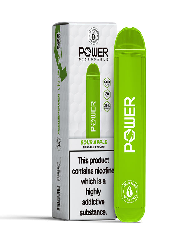 Juice N Power Sour Apple Disposable Bar NYKecigs.com The Gourmet Vapor Shop
