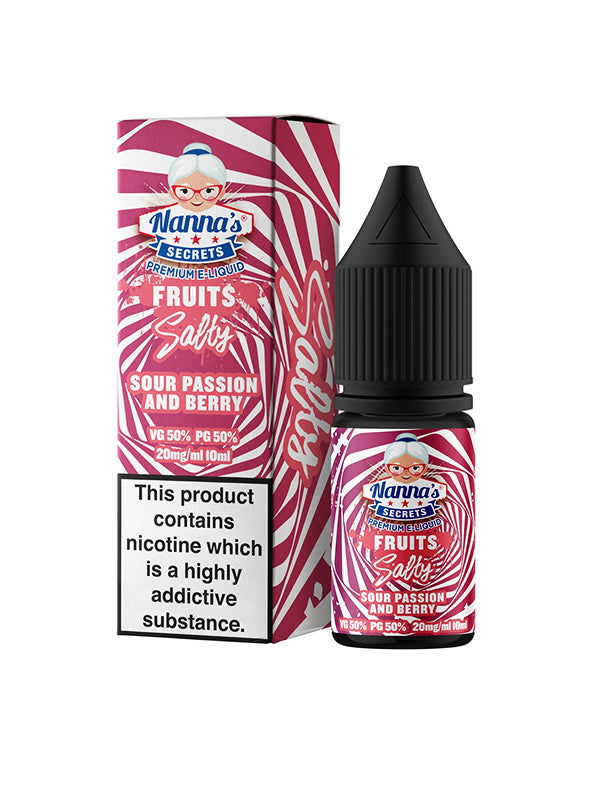 Nanna's Secrets Sour Passion and Berry Nic Salt E-Liquid 10mls - NYKecigs
