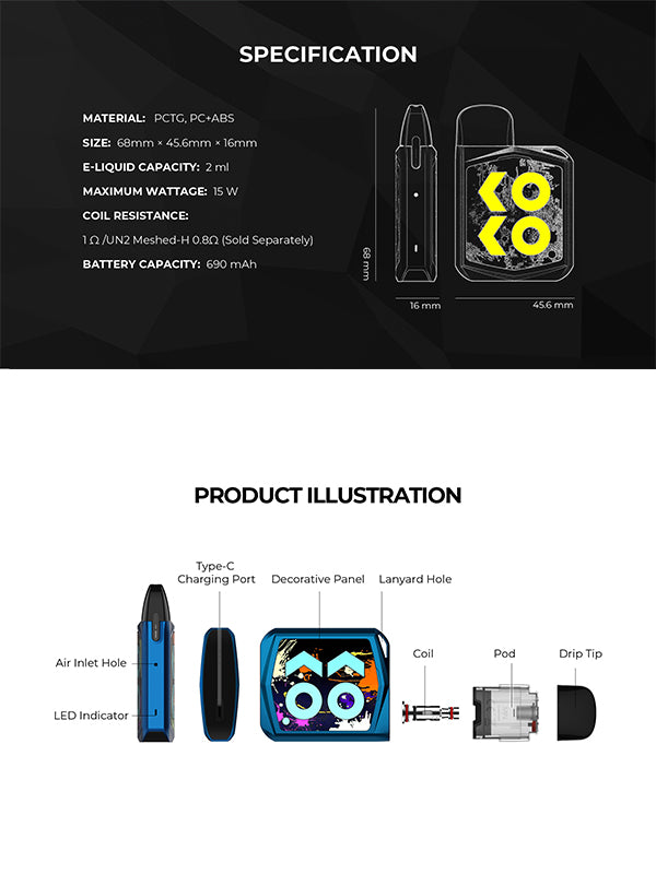 Uwell Caliburn KOKO Prime Pod Kit NYKecigs.com The Gourmet Vapor Shop