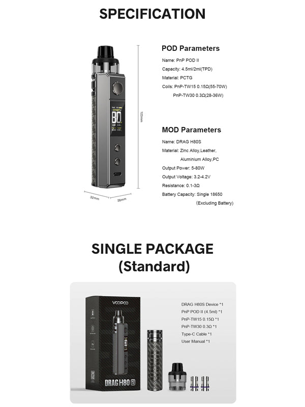 Voopoo DRAG H80S Pod Kit 80W NYKecigs The Gourmet Vapor Shop